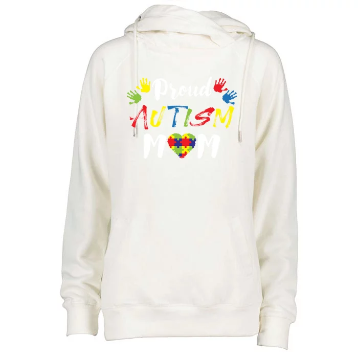 Proud Autism Mom Gift Womens Funnel Neck Pullover Hood