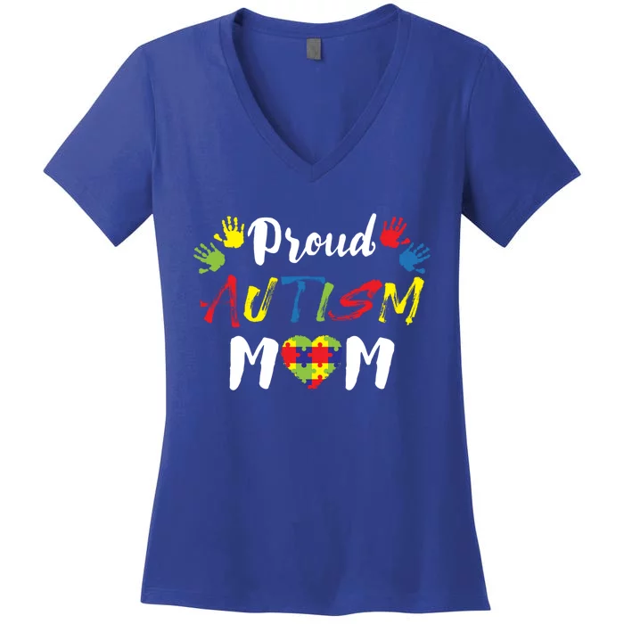 Proud Autism Mom Gift Women's V-Neck T-Shirt