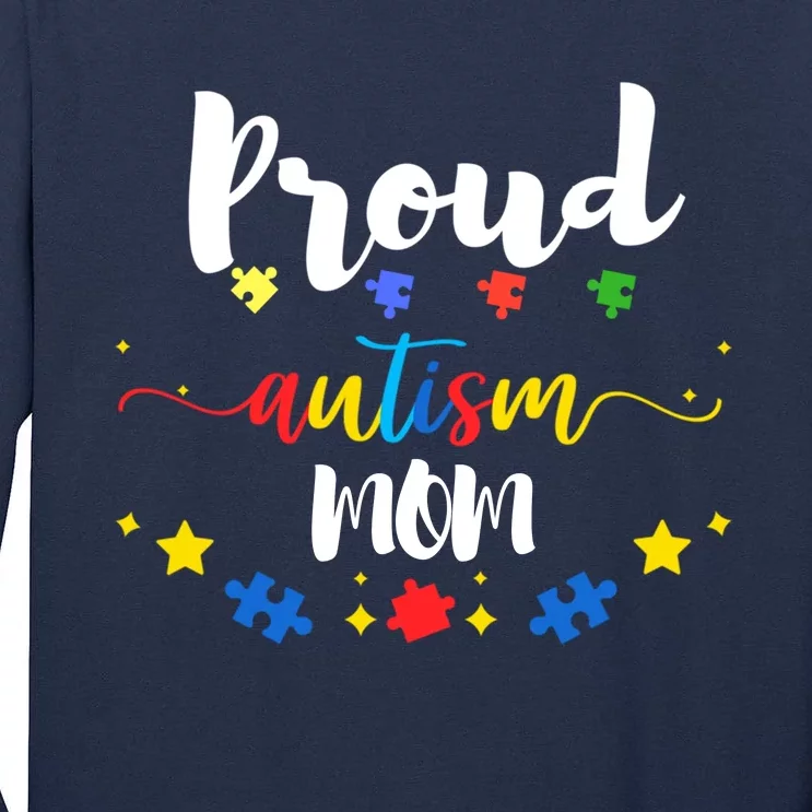 Proud Autism Mom Awareness Puzzle Gift Tall Long Sleeve T-Shirt