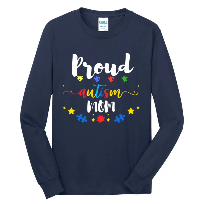 Proud Autism Mom Awareness Puzzle Gift Tall Long Sleeve T-Shirt