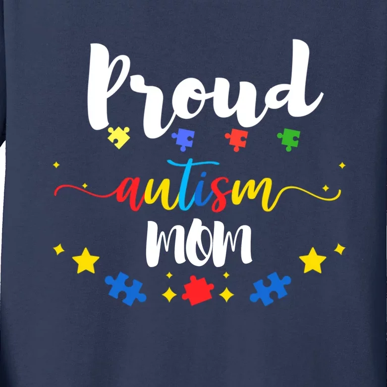 Proud Autism Mom Awareness Puzzle Gift Kids Long Sleeve Shirt