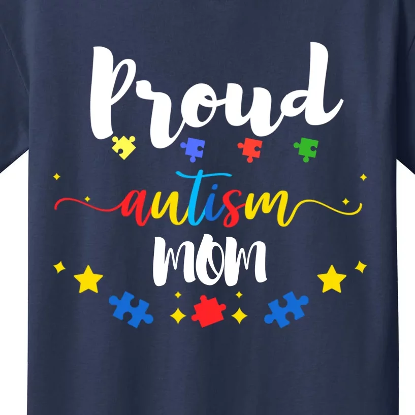 Proud Autism Mom Awareness Puzzle Gift Kids T-Shirt