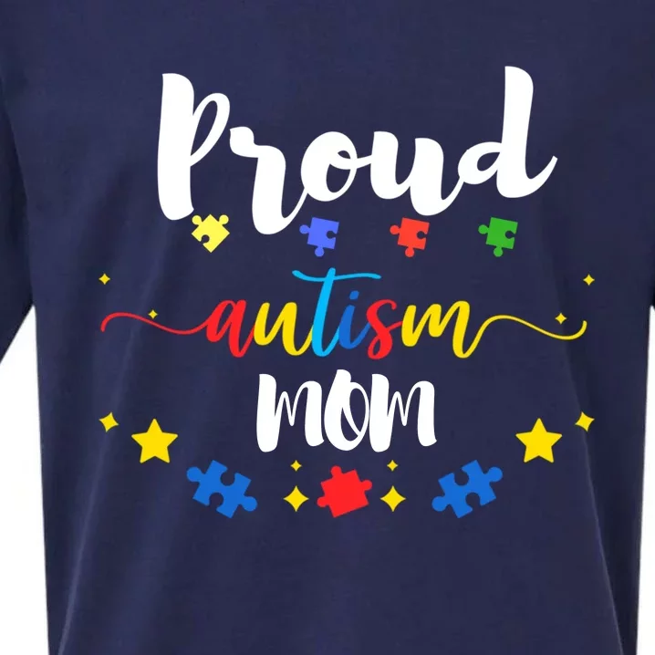 Proud Autism Mom Awareness Puzzle Gift Sueded Cloud Jersey T-Shirt