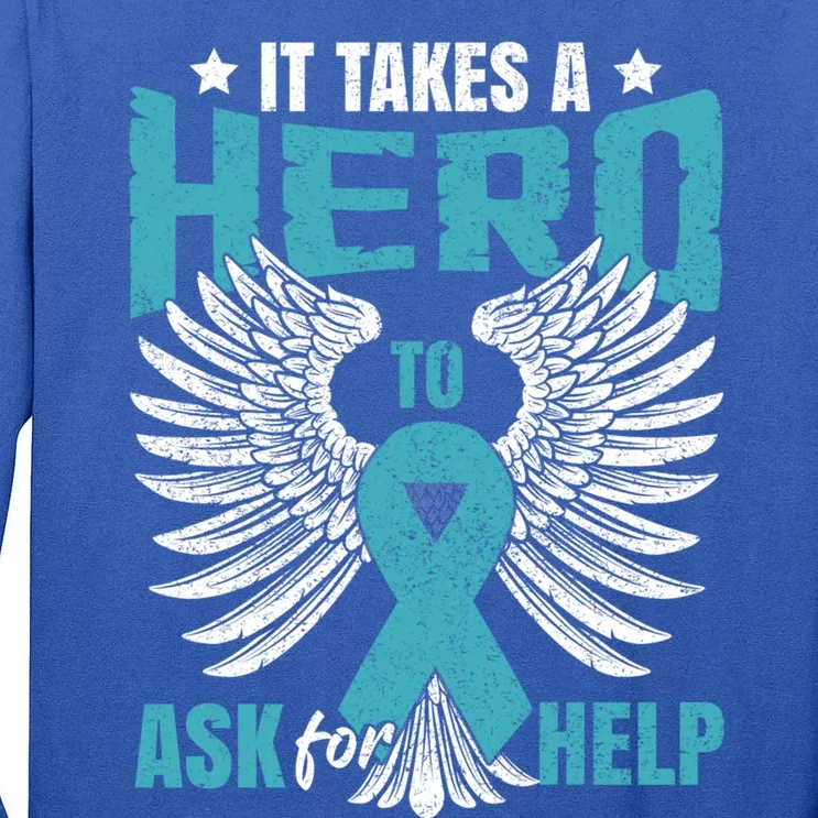 Ptsd Awareness Month Teal Ribbon Ptsd Gift Tall Long Sleeve T-Shirt