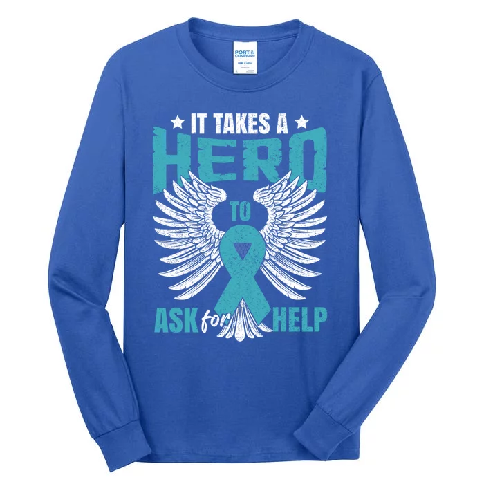 Ptsd Awareness Month Teal Ribbon Ptsd Gift Tall Long Sleeve T-Shirt