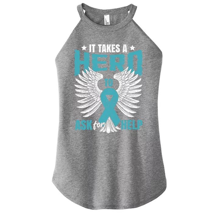 Ptsd Awareness Month Teal Ribbon Ptsd Gift Women’s Perfect Tri Rocker Tank