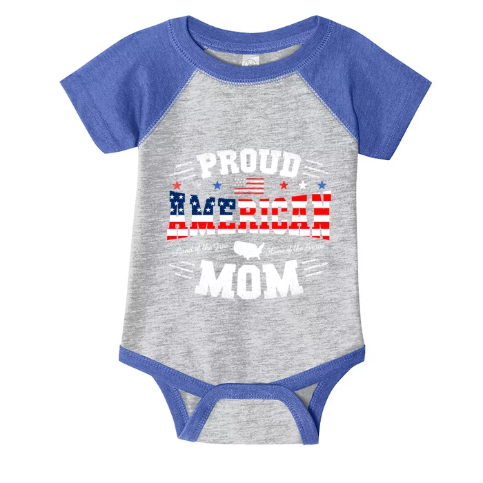 Proud American Mom Flag Usa 4th Of July Patriotic Mom Gift Infant Baby Jersey Bodysuit