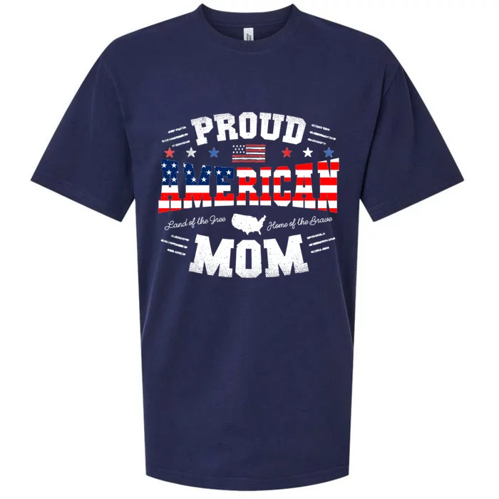 Proud American Mom Flag Usa 4th Of July Patriotic Mom Gift Sueded Cloud Jersey T-Shirt