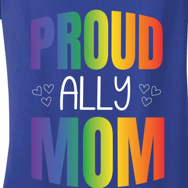 Proud Ally Mom Proud Lgbt Mom Gift Lesbian Pride Lgbtq Ally Meaningful Gift Women's V-Neck T-Shirt