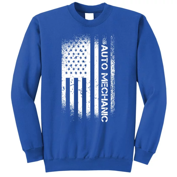 Patriotic Auto Mechanic With American Flag Cool Gift Tall Sweatshirt