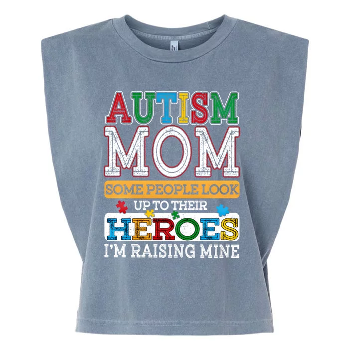 Proud Autism Mom Raising Hero Sped Mom Autism Awareness Cute Gift Garment-Dyed Women's Muscle Tee