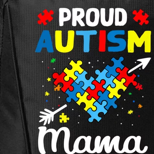 Proud Autism Mama Love Support Accept Heart Gift City Backpack