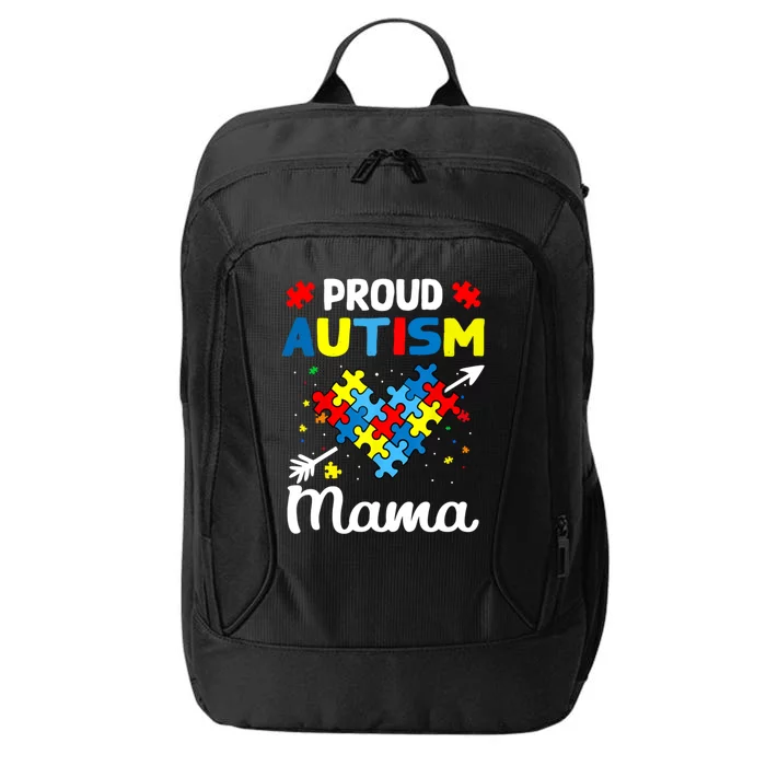 Proud Autism Mama Love Support Accept Heart Gift City Backpack