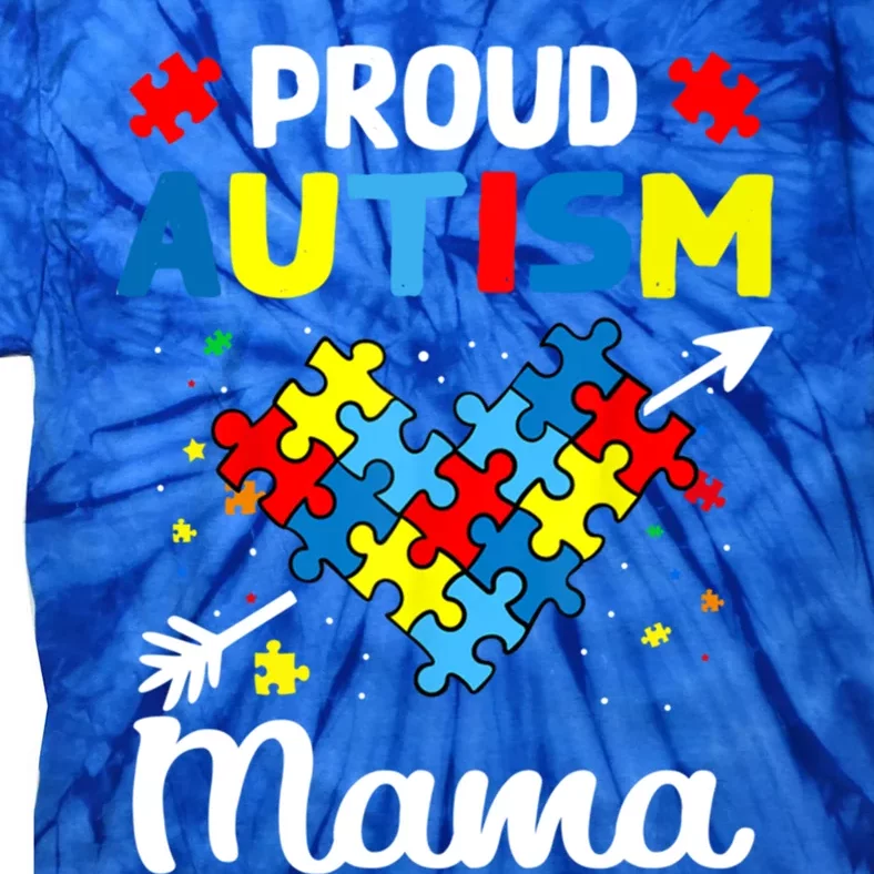 Proud Autism Mama Love Support Accept Heart Gift Tie-Dye T-Shirt