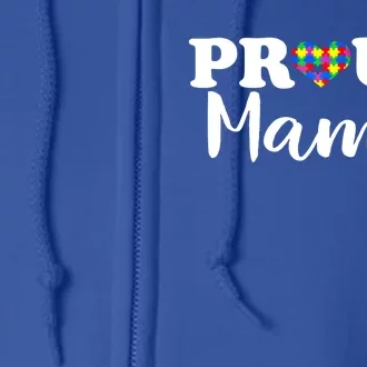 Proud Autism Mama Autism Awareness Puzzle Autistic Support Gift Full Zip Hoodie