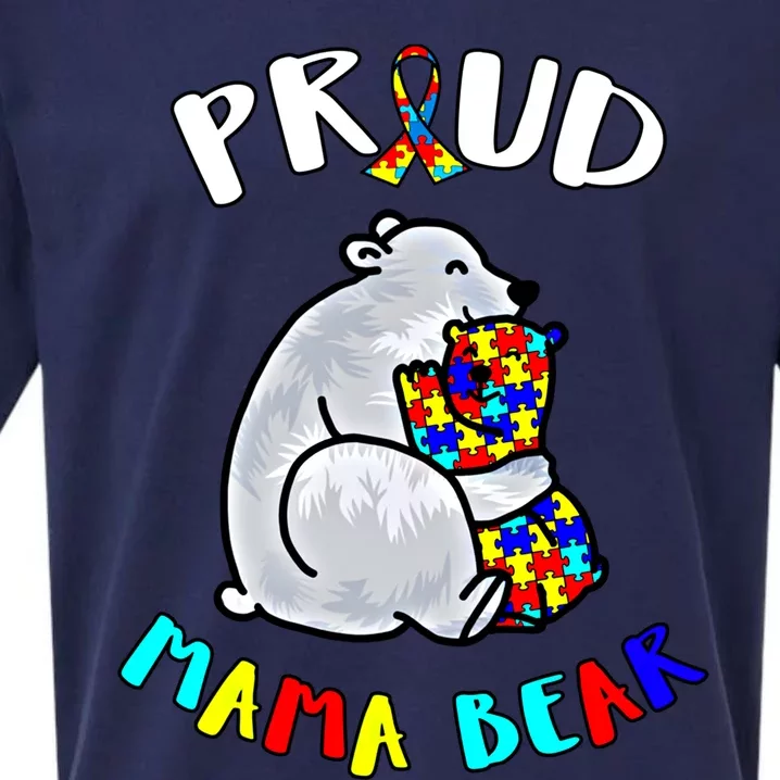 Proud Autism Mama Bear Autistic Awareness Day Month Great Gift Sueded Cloud Jersey T-Shirt