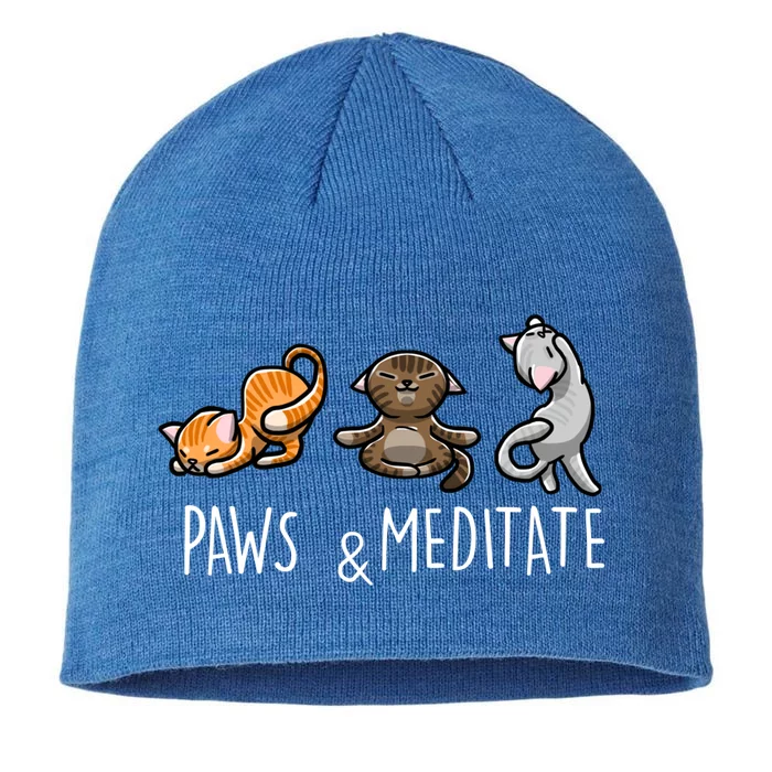 Paws And Meditate Yoga Pose Cute Kitten Yogic Cat Lover Gift Meaningful Gift 8 1/2in Sustainable Knit Beanie