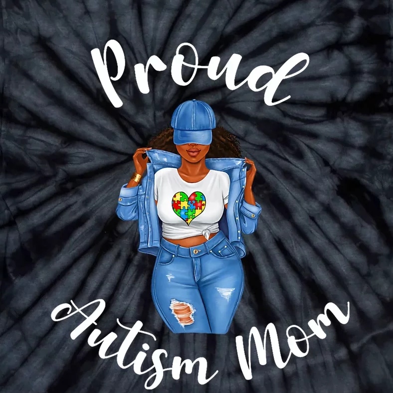 Proud Autism Mom African American Black Mom Woman Strong Tie-Dye T-Shirt