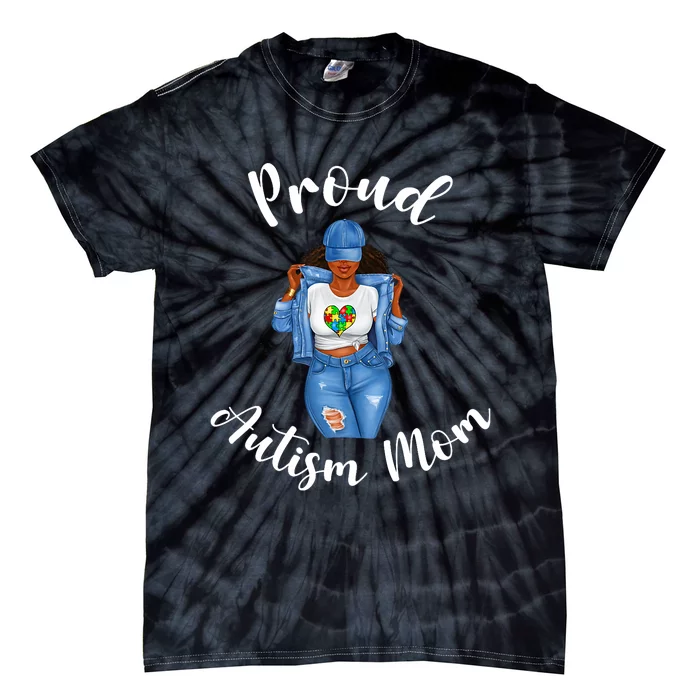 Proud Autism Mom African American Black Mom Woman Strong Tie-Dye T-Shirt