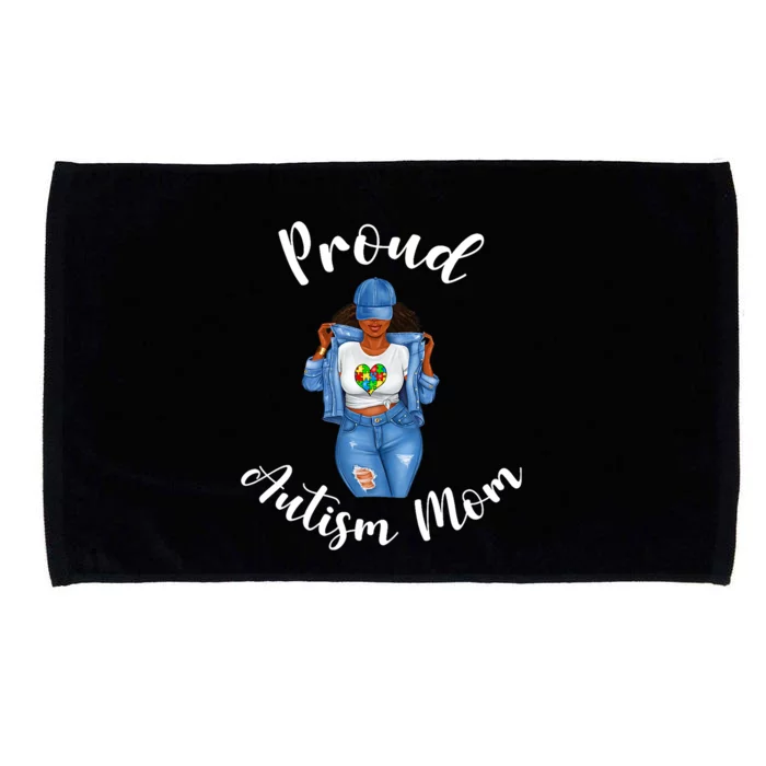 Proud Autism Mom African American Black Mom Woman Strong Microfiber Hand Towel