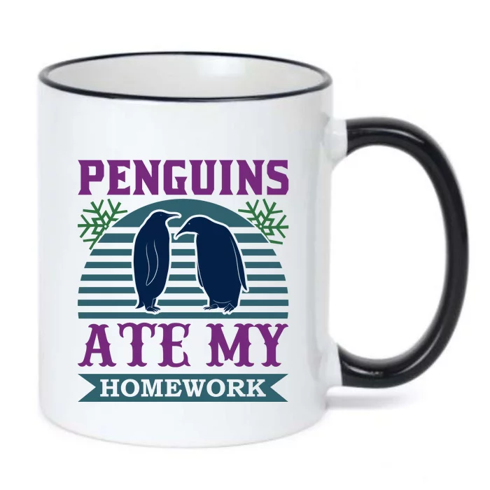 Penguins Ate My Homework Black Color Changing Mug