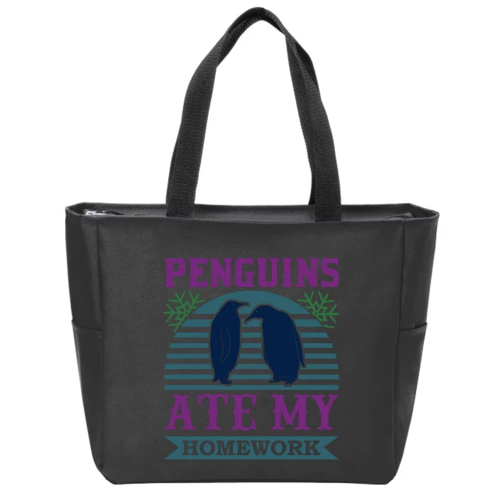 Penguins Ate My Homework Zip Tote Bag