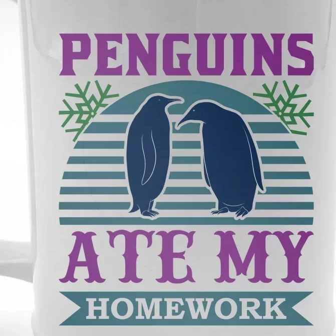 Penguins Ate My Homework Front & Back Beer Stein