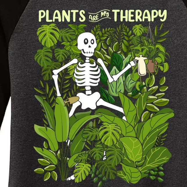 Plants Are My Therapy Women's Tri-Blend 3/4-Sleeve Raglan Shirt