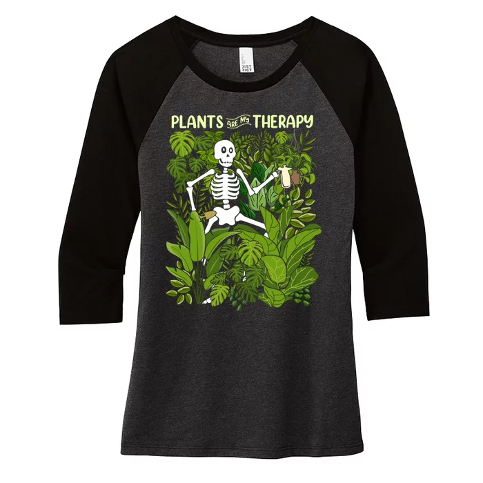 Plants Are My Therapy Women's Tri-Blend 3/4-Sleeve Raglan Shirt