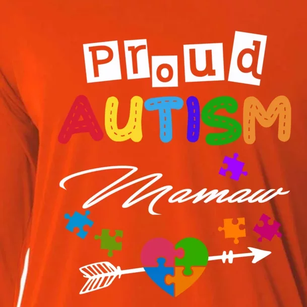 Proud Autism Mamaw Puzzle Heart Autism Awareness Great Gift Cooling Performance Long Sleeve Crew