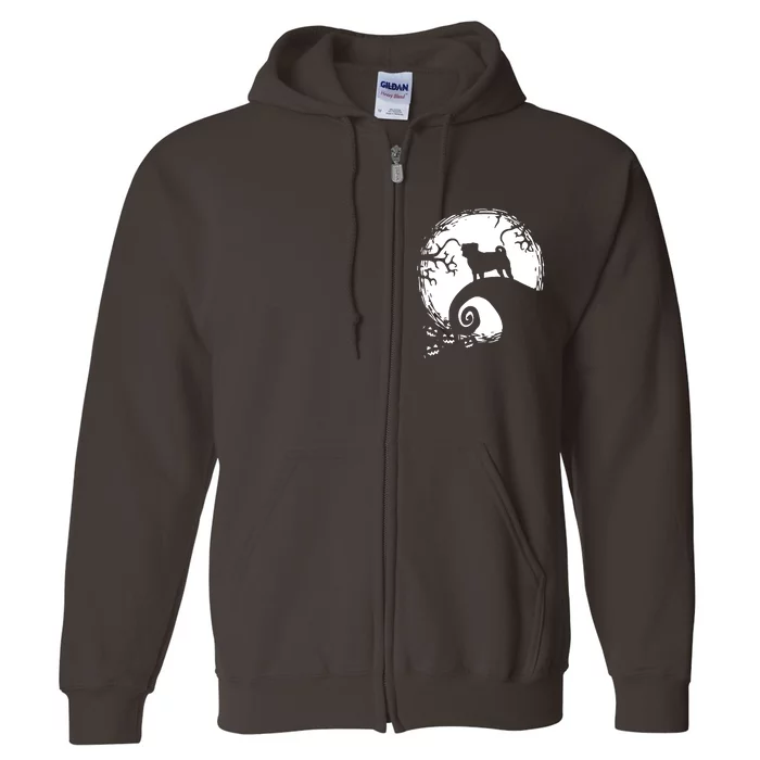 Pug And Moon Halloween Full Zip Hoodie