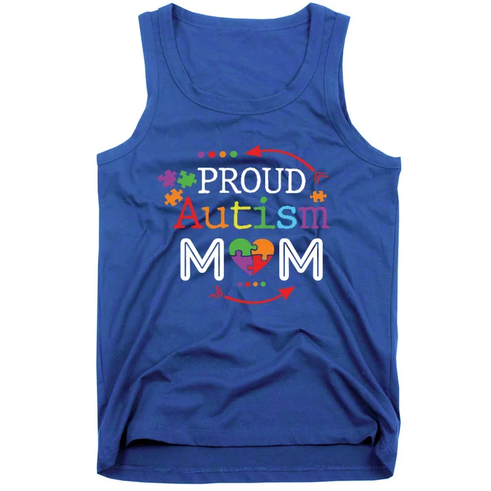 Proud Autism Mom Mama Mother Puzzle Piece Heart Great Gift Tank Top