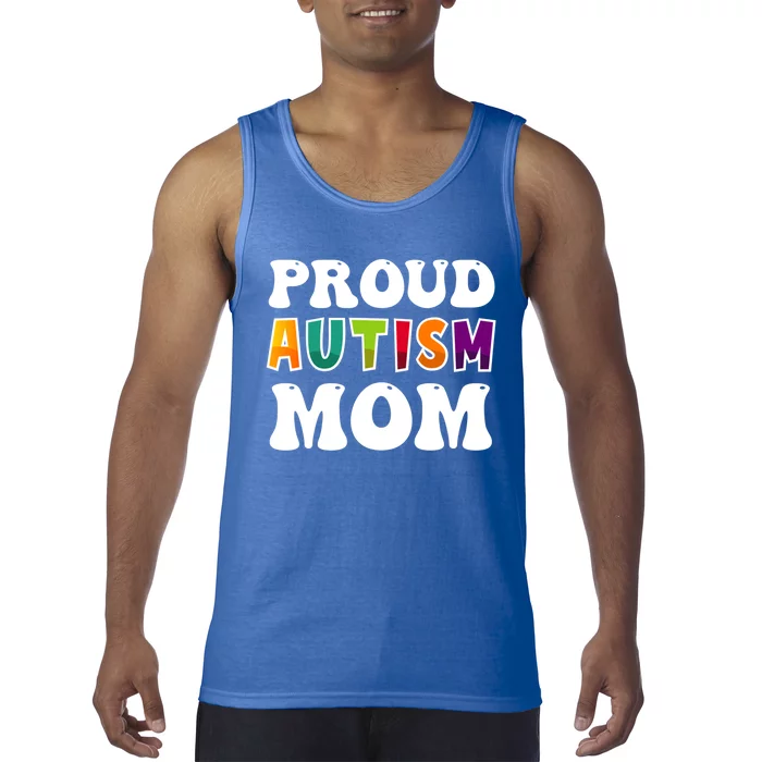 Proud Autism Mom Awareness Mothers Day Colorful Puzzle Funny Gift Tank Top