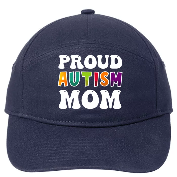 Proud Autism Mom Awareness Mothers Day Colorful Puzzle Funny Gift 7-Panel Snapback Hat