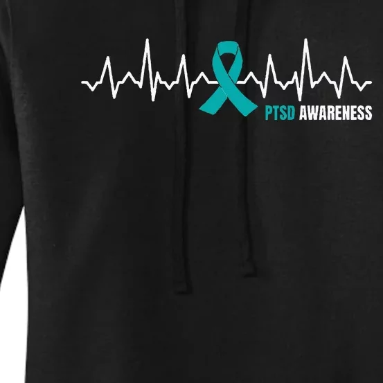 PTSD Awareness Month Heartbeat Ribbon Women's Pullover Hoodie