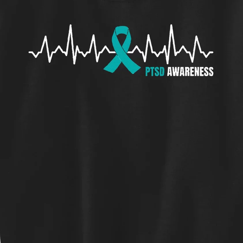 PTSD Awareness Month Heartbeat Ribbon Kids Sweatshirt