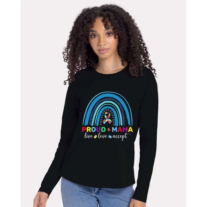 Proud Autism Mom Blue Rainbow Proud Mama Autism Awareness Gift Womens Cotton Relaxed Long Sleeve T-Shirt