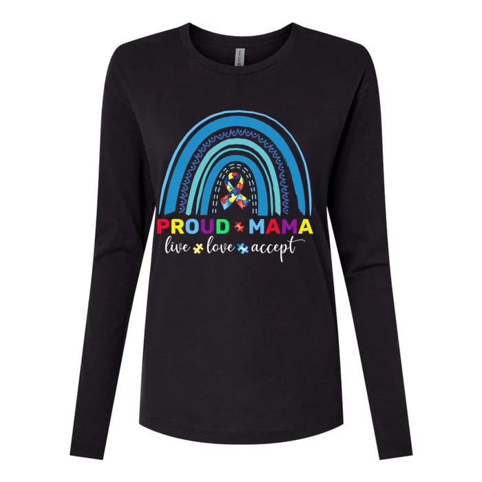 Proud Autism Mom Blue Rainbow Proud Mama Autism Awareness Gift Womens Cotton Relaxed Long Sleeve T-Shirt