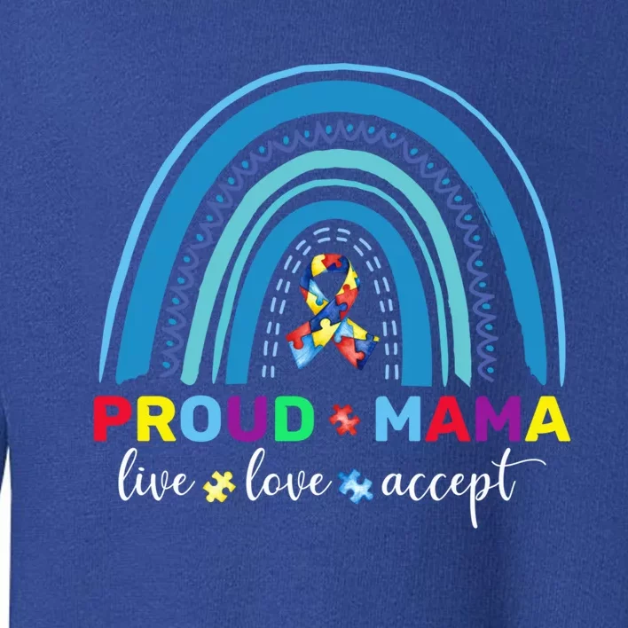 Proud Autism Mom Blue Rainbow Proud Mama Autism Awareness Gift Toddler Sweatshirt