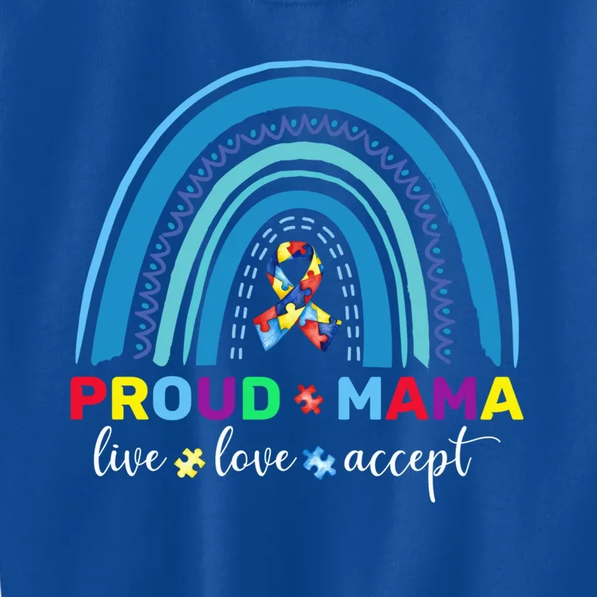 Proud Autism Mom Blue Rainbow Proud Mama Autism Awareness Gift Kids Sweatshirt