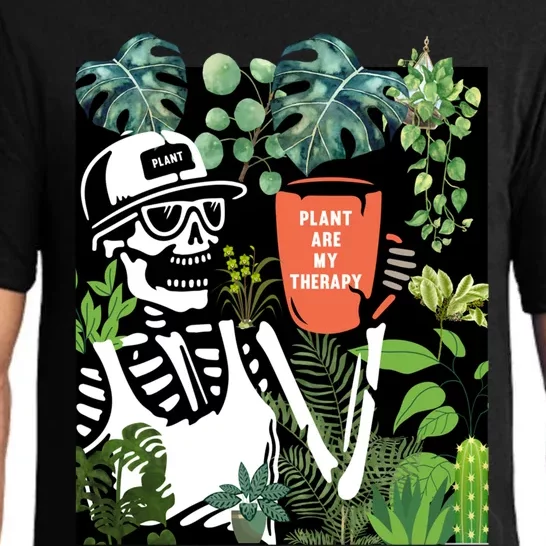 Plants Are My Therapy Skeleton Funny Plant Lover Gardener Gift Pajama Set