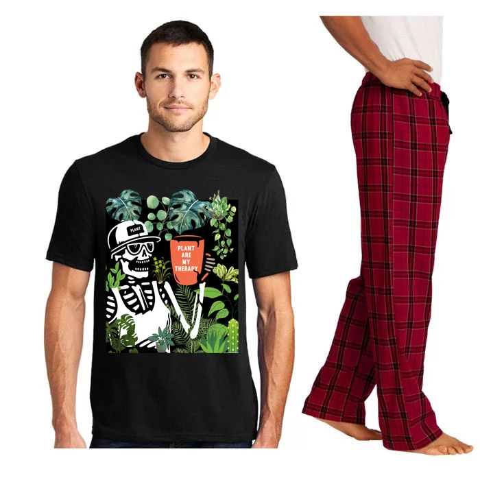 Plants Are My Therapy Skeleton Funny Plant Lover Gardener Gift Pajama Set