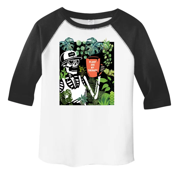 Plants Are My Therapy Skeleton Funny Plant Lover Gardener Gift Toddler Fine Jersey T-Shirt