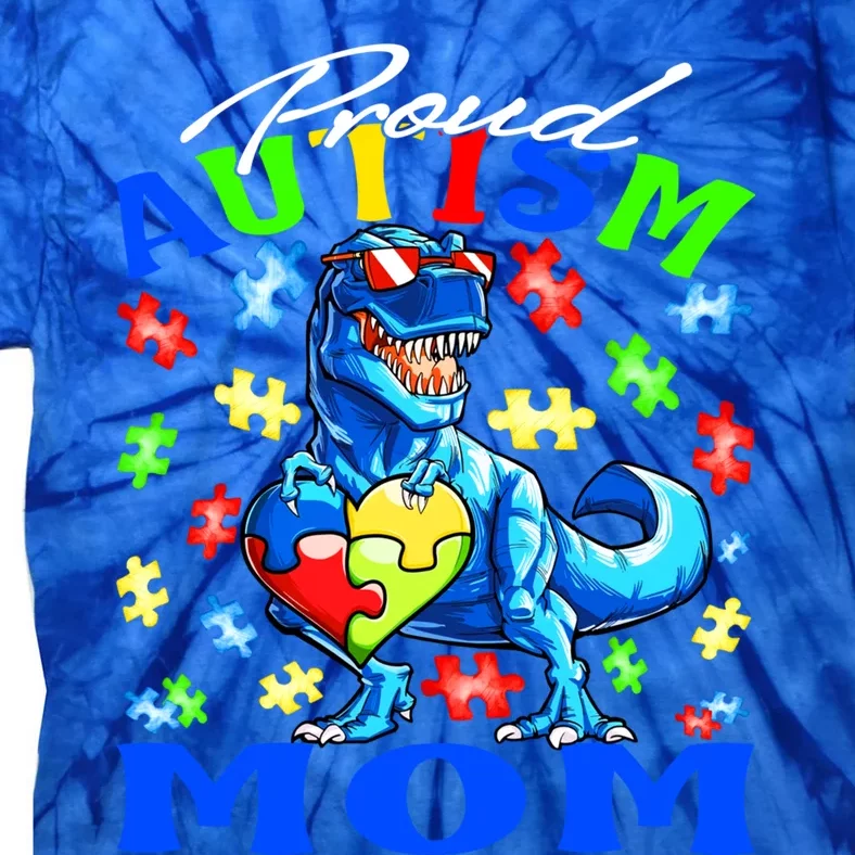 Proud Autism Mom Dinosaur Autism Awareness Gift Tie-Dye T-Shirt