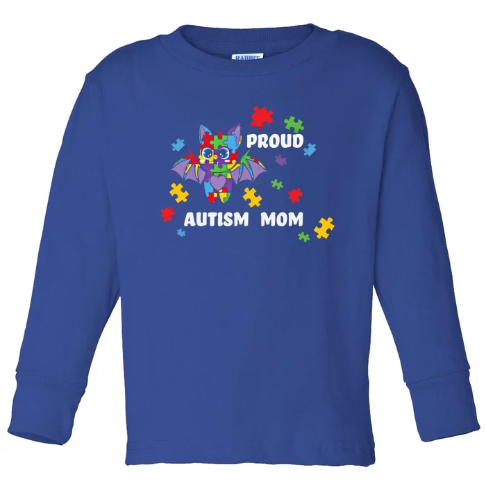 Proud Autism Mom Bat Gift Toddler Long Sleeve Shirt