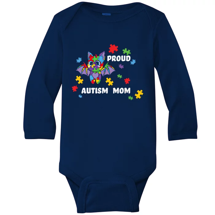 Proud Autism Mom Bat Gift Baby Long Sleeve Bodysuit