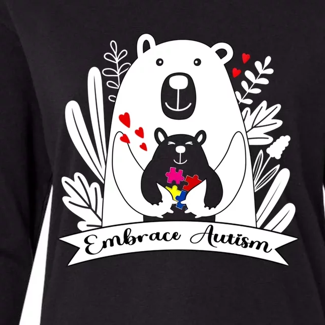 Proud Autism Mom Bear Animal Puzzle Autism Awareness Day Cute Gift Womens Cotton Relaxed Long Sleeve T-Shirt