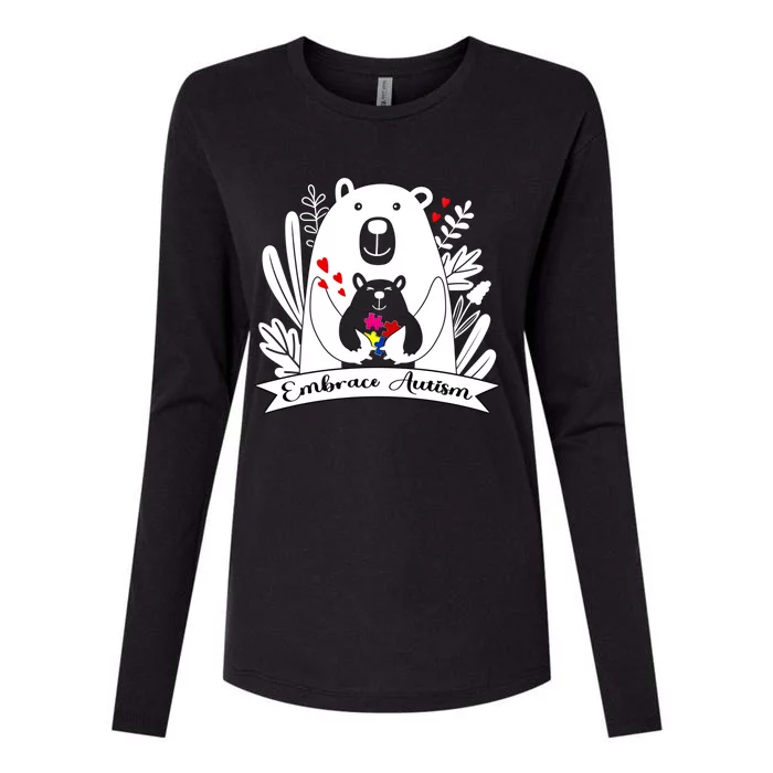 Proud Autism Mom Bear Animal Puzzle Autism Awareness Day Cute Gift Womens Cotton Relaxed Long Sleeve T-Shirt