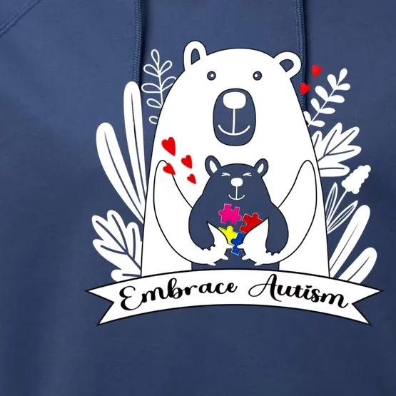 Proud Autism Mom Bear Animal Puzzle Autism Awareness Day Cute Gift Performance Fleece Hoodie