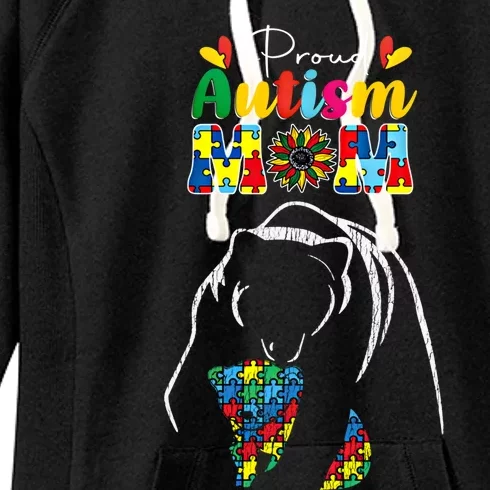 Proud Autism Mom Mother Autistic Awareness Mama Bear Funny Gift Women's Fleece Hoodie